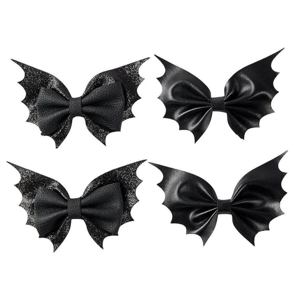 Bat Hair Bow Clips for Girls Women 4pcs Halloween Hair Accessories 4inch